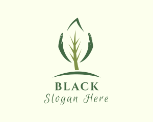 Vegan - Tree Leaf Hand logo design