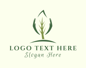 Agriculture - Tree Leaf Hand logo design