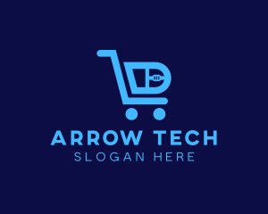 Computer Tech Shopping Cart logo design