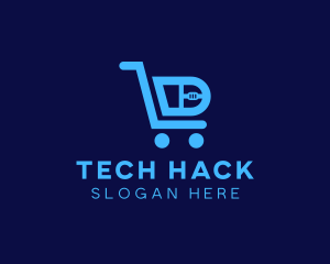 Computer Tech Shopping Cart logo design