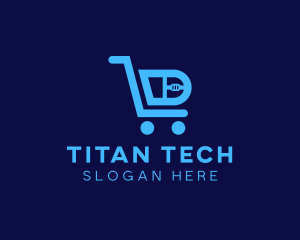 Computer Tech Shopping Cart logo design