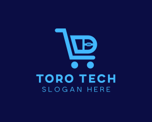 Computer Tech Shopping Cart logo design