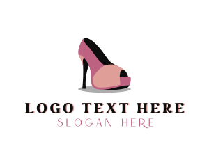 Stiletto - Peep Toe High Heels Shoe logo design