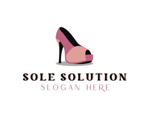 Peep Toe High Heels Shoe logo design