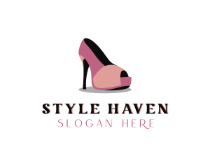 Shoe - Peep Toe High Heels Shoe logo design