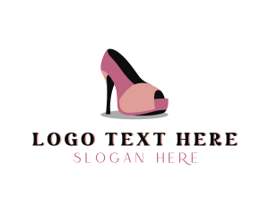 Fashion - Peep Toe High Heels Shoe logo design