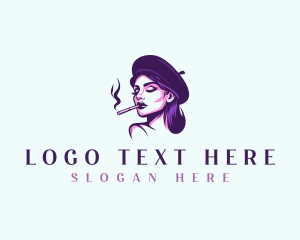 Lady - Smoking Gorgeous Woman logo design