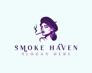 Smoking Gorgeous Woman  logo design