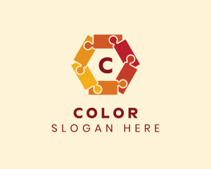 Colorful Hexagon Puzzle logo design