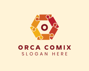 Jigsaw - Colorful Hexagon Puzzle logo design