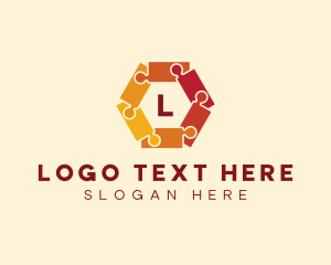 Colorful Hexagon Puzzle Logo