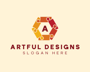 Colorful Hexagon Puzzle logo design