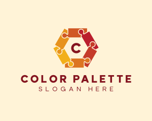 Colorful Hexagon Puzzle logo design