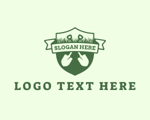 Emblem - Lawn Grass Shovel logo design