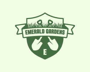 Lawn Grass Shovel logo design