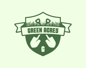 Groundskeeper - Lawn Grass Shovel logo design