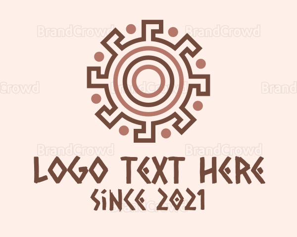 Geometric Aztec Sun Logo