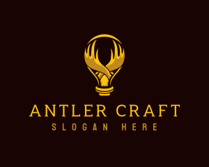 Antlers - Moose Antler Lightbulb logo design