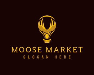 Moose - Moose Antler Lightbulb logo design