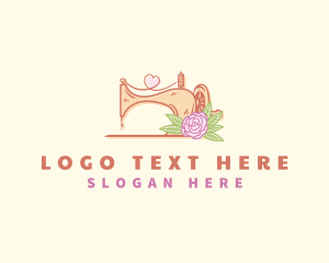 Heart - Sewing Machine Dressmaker Flower logo design