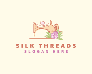 Sewing Machine Dressmaker Flower logo design