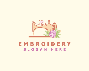 Sewing Machine Dressmaker Flower logo design