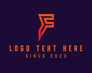 Orange - Cyber Startup Letter F Company logo design
