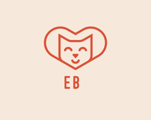 Heart Cat Love logo design