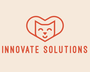 Cat - Heart Cat Love logo design