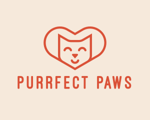 Cat - Heart Cat Love logo design