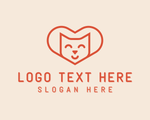 Animal - Heart Cat Love logo design