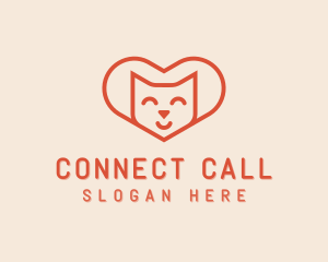 Heart Cat Love logo design