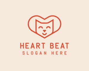 Heart Cat Love logo design