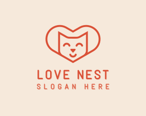 Heart Cat Love logo design