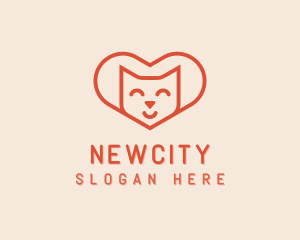 Heart Cat Love logo design