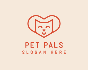 Heart Cat Love logo design