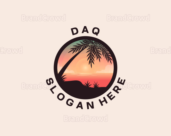 Beach Palm Tree Scenery Logo