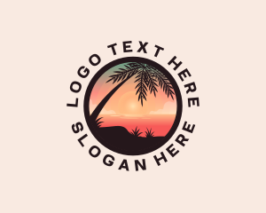 Sea - Beach Palm Tree Scenery logo design