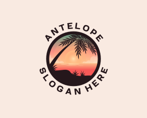 Beach Palm Tree Scenery Logo