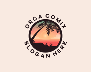 Beach Palm Tree Scenery Logo