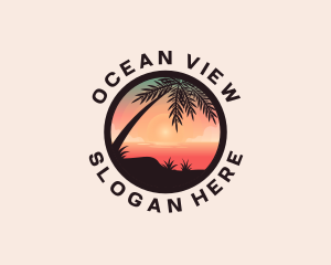 Beach Palm Tree Scenery logo design