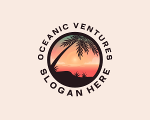 Beach Palm Tree Scenery logo design