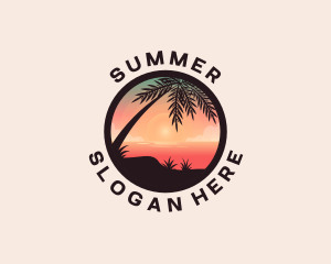 Beach Palm Tree Scenery logo design