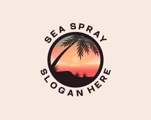 Beach Palm Tree Scenery logo design