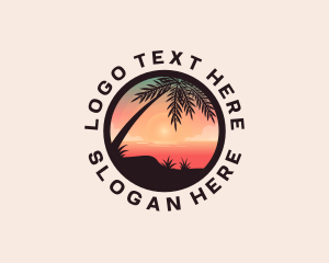 Beach Palm Tree Scenery Logo