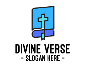 Scripture - Blue Holy Christian Bible logo design