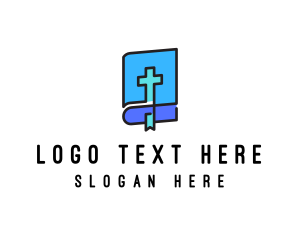 Illustration - Blue Holy Christian Bible logo design