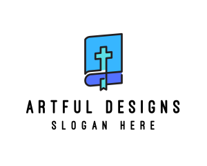 Illustration - Blue Holy Christian Bible logo design