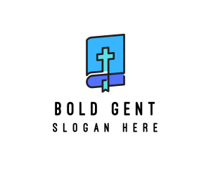 Blue Holy Christian Bible logo design