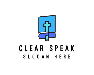 Blue Holy Christian Bible logo design